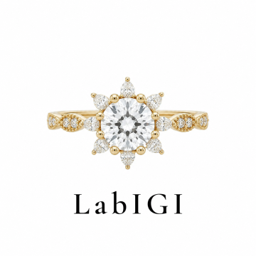 1.02 Karat Laboratuvar Pırlantası 14 Ayar Sarı Altın Lotus Tektaş Yüzük · Merkez Taşı IGI Sertifikalı